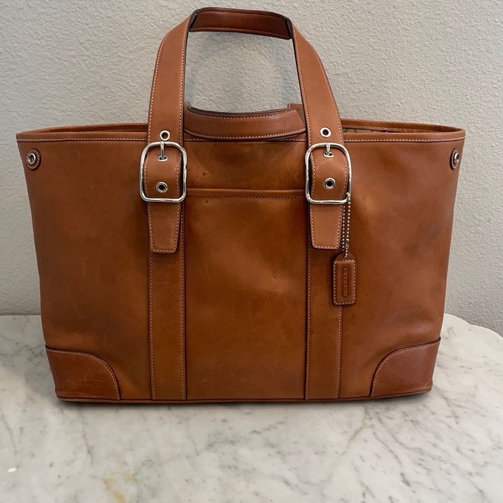 Coach brown leather tote